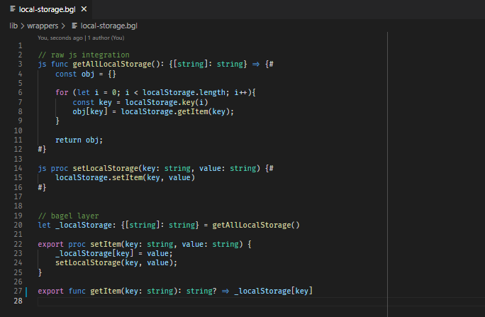 Integration with local storage from Bagel